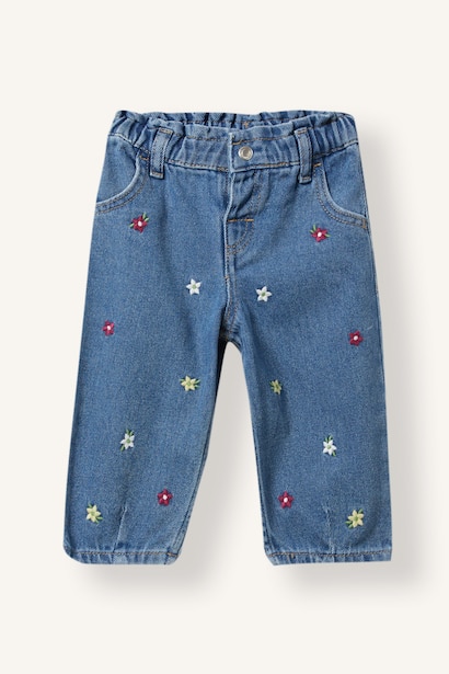 Baggy Fit Embroidered Denim Trousers