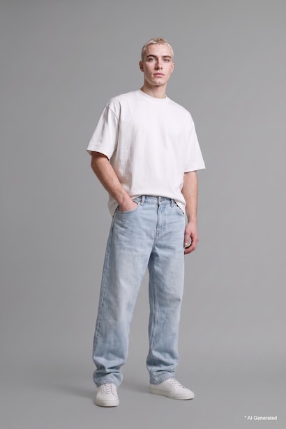 100% Cotton Baggy Fit Long Leg Trousers