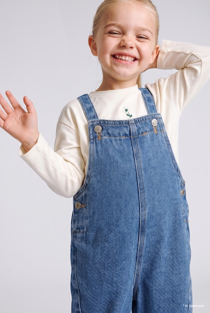 Askılı Jean Tulum Kız Bebek