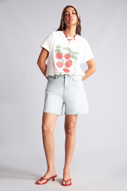 Domates Baskılı Oversize Tişört