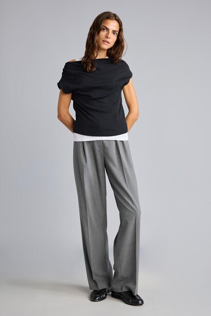 Straight Fit Pleated Trousers