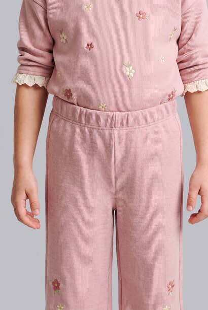 Wide Leg Flower Normal Waist Trousers