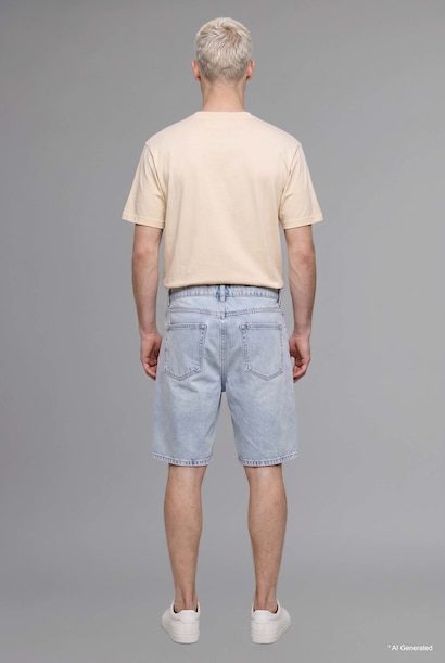 Straight Fit Denim Bermuda Shorts