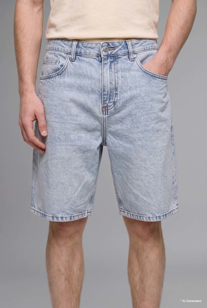 Straight Fit Denim Bermuda Shorts