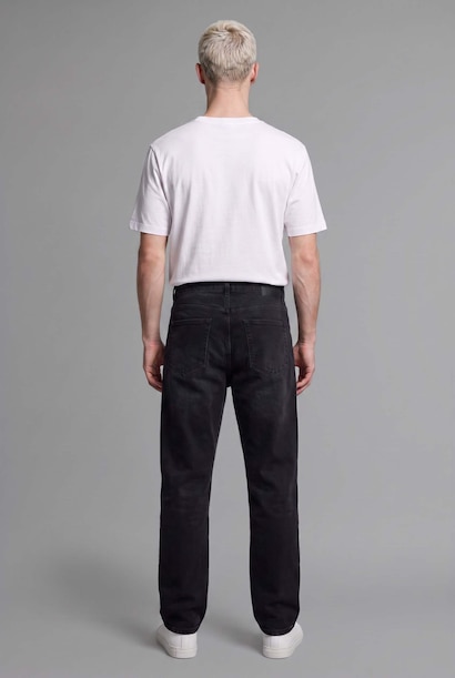 %100 Pamuk Baggy Fit Yıkamalı Jean Pantolon