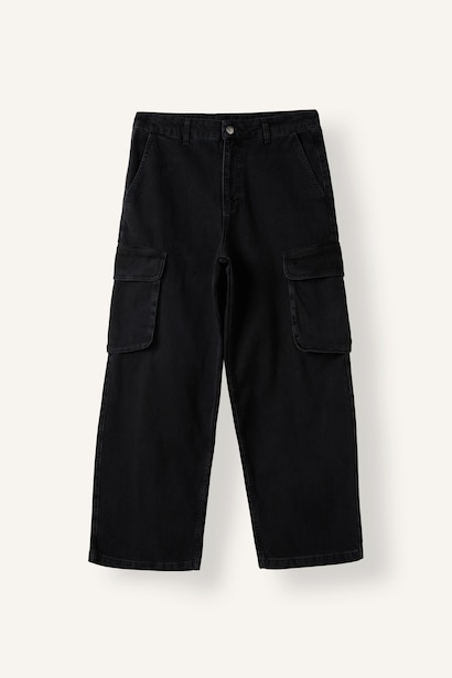 Super Baggy Fit Kargo Cepli Jean Pantolon