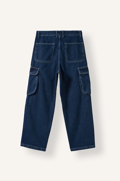 Super Baggy Fit Kargo Cepli Jean Pantolon
