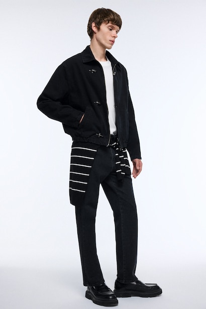 Relaxed Fit Metal Tokalı Pamuklu Ceket