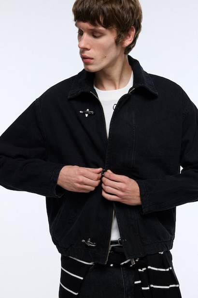 Relaxed Fit Metal Tokalı Pamuklu Ceket
