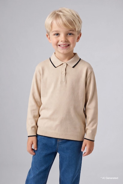Polo Yaka Triko Basic Kazak Erkek Bebek