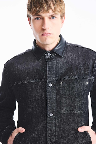 Regular Fit Düğmeli Uzun Kollu Jean Ceket