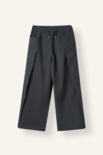 Wide Leg Gabardine Trousers