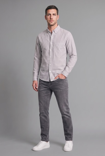 Regular Fit Striped Cotton Long Sleeve Shirt