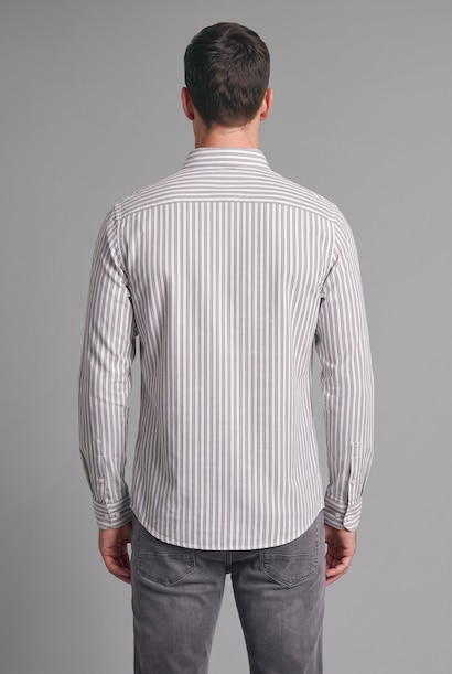 Regular Fit Striped Cotton Long Sleeve Shirt