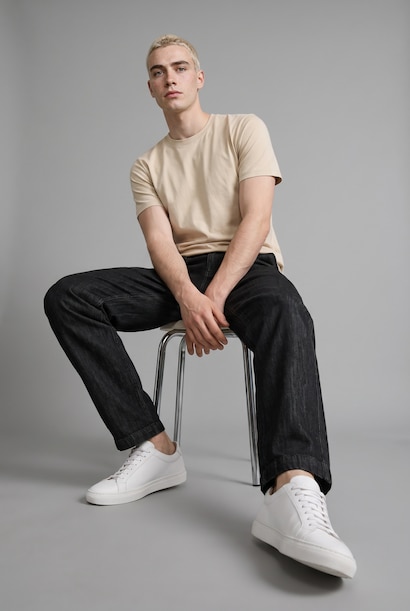 %100 Pamuk Beli Lastikli Baggy Fit Jean