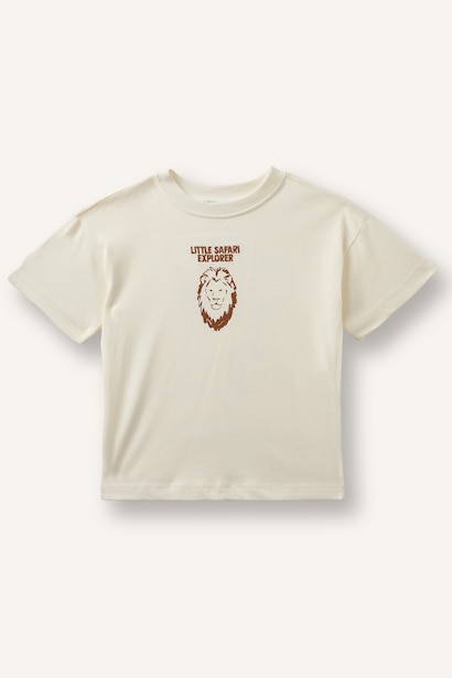 T-shirt à col rond et manches courtes avec imprimé animal pour bébé garçon