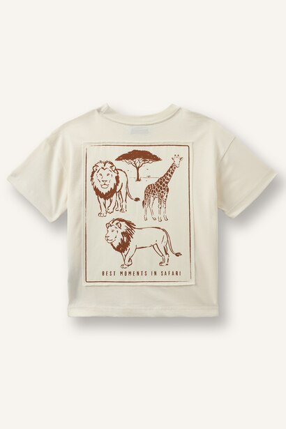 T-shirt à col rond et manches courtes avec imprimé animal pour bébé garçon