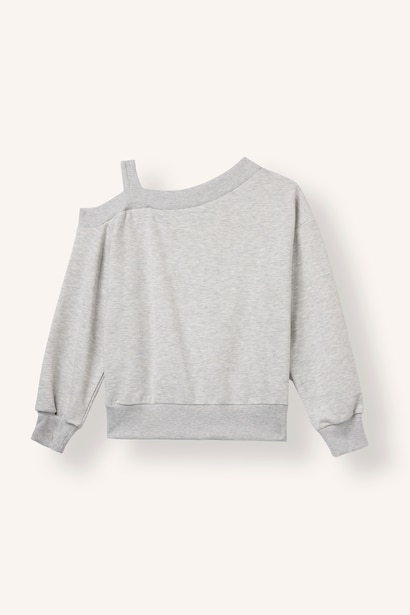 Regular Fit Slogan Off Shoulder Sweatshirt