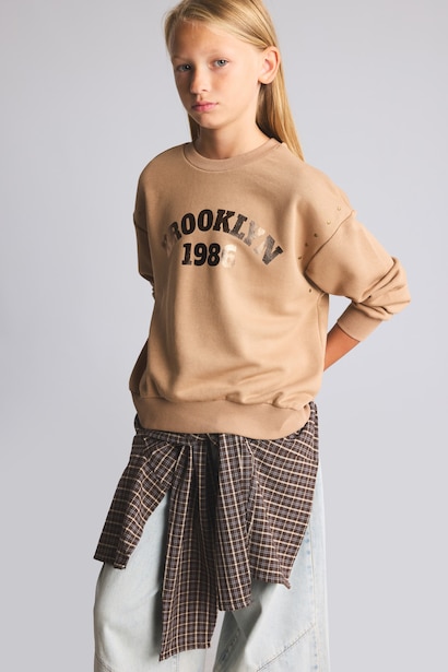Girl Relaxed Fit Printed Crew Neck Sweatshirt