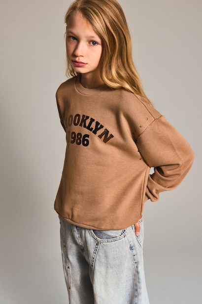 Relax Fıt Baskılı Sweatshirt Kız Çocuk