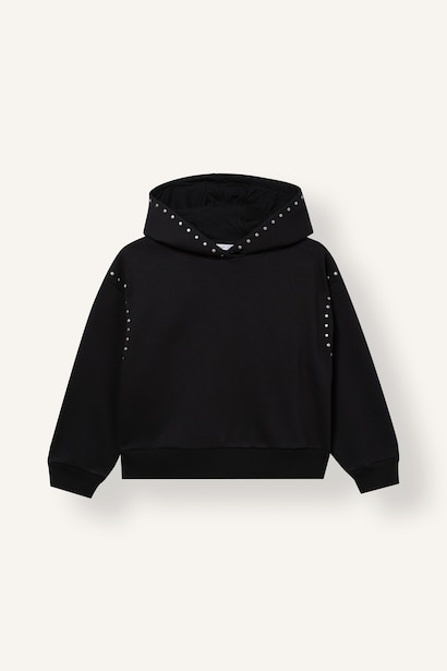 Oversize Fit Slogan Hooded Sweatshirt