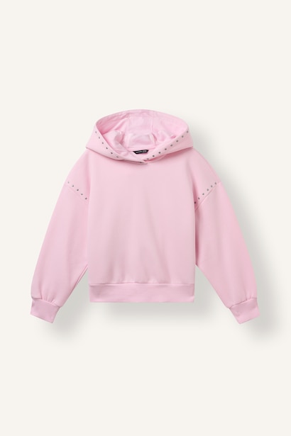 Oversize Fit Slogan Hooded Sweatshirt