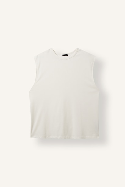 Boxy Fit Crew Neck Sleeveless Tank Top