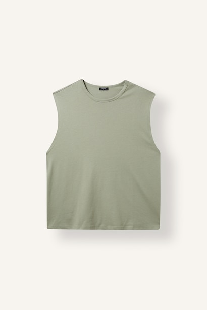 Boxy Fit Crew Neck Sleeveless Tank Top