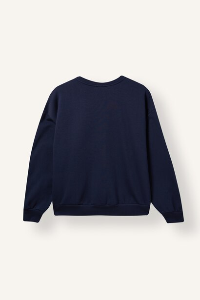 %100 Pamuk Oversize Boston Baskılı Sweatshirt