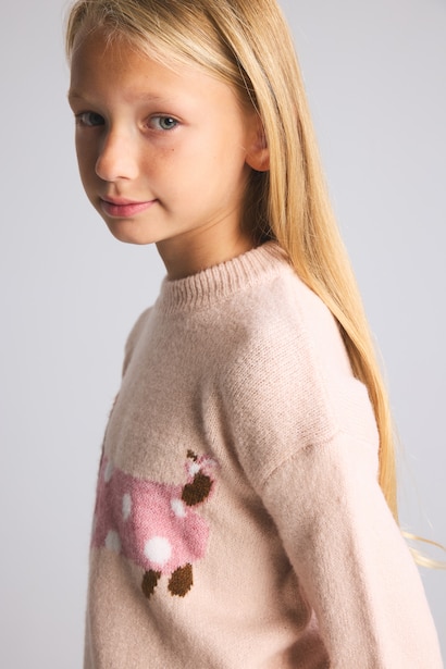 Girl Regular Fit Animal Turtleneck Pullover