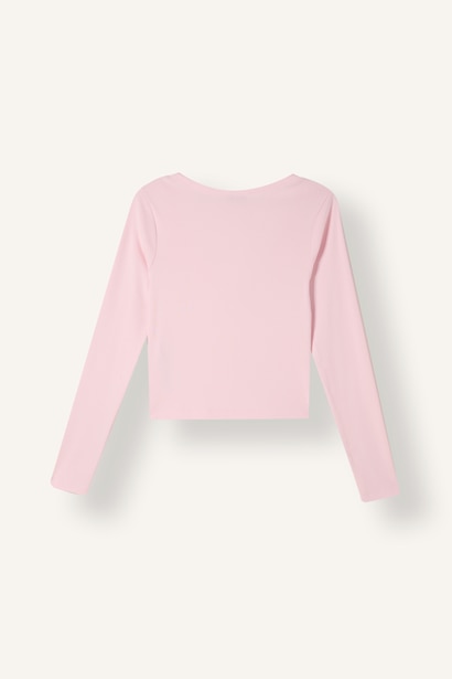 Fitted V Yaka Ribana Crop Basic Tişört