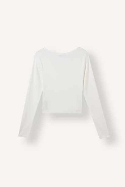 Fitted V Yaka Ribana Crop Basic Tişört