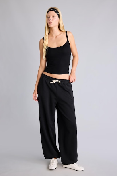 Loose Fit Thick Sweatshirt Fabric Trousers