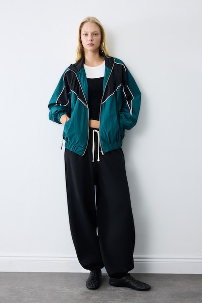 Loose Fit Heavy Fabric Sweatpants with Drawstring Waist