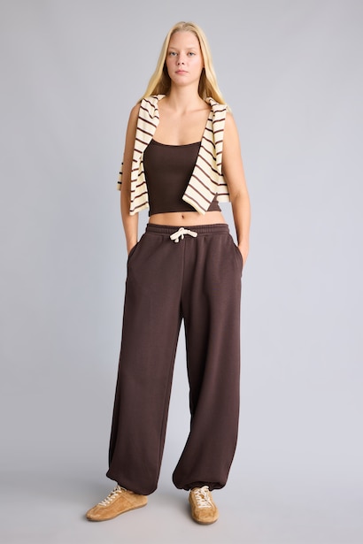 Loose Fit Thick Sweatshirt Fabric Trousers