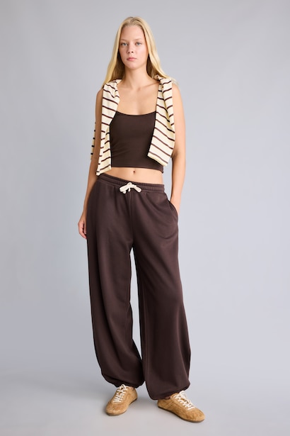 Loose Fit Thick Sweatshirt Fabric Trousers