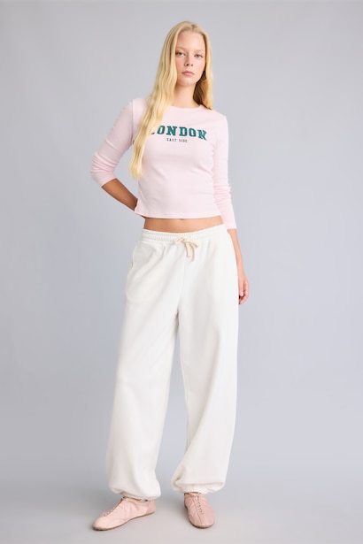Loose Fit Thick Sweatshirt Fabric Trousers