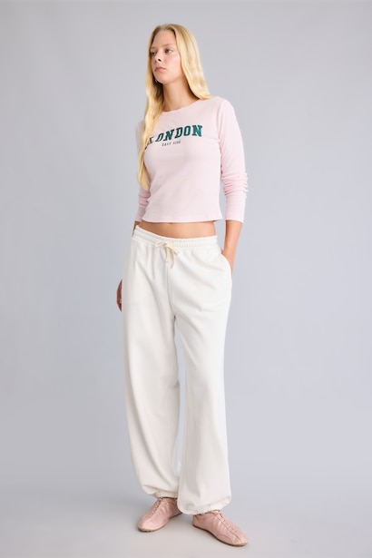Loose Fit Thick Sweatshirt Fabric Trousers