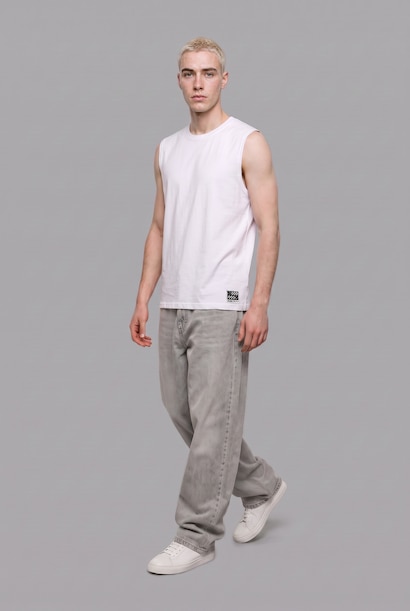 %100 Pamuk Boxy Fit Fitilli Atlet