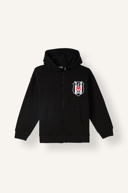 Beşiktaş Logolu Kapüşonlu Hırka Sweatshirt Erkek Çocuk
