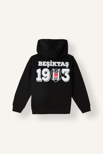 Beşiktaş Logolu Kapüşonlu Hırka Sweatshirt Erkek Çocuk