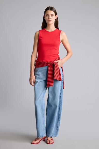 Slim Fit Basic Ribana Crew Neck Sleeveless Tank Top