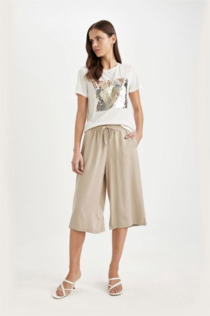 Capri Pantacourt basique à Taille haute