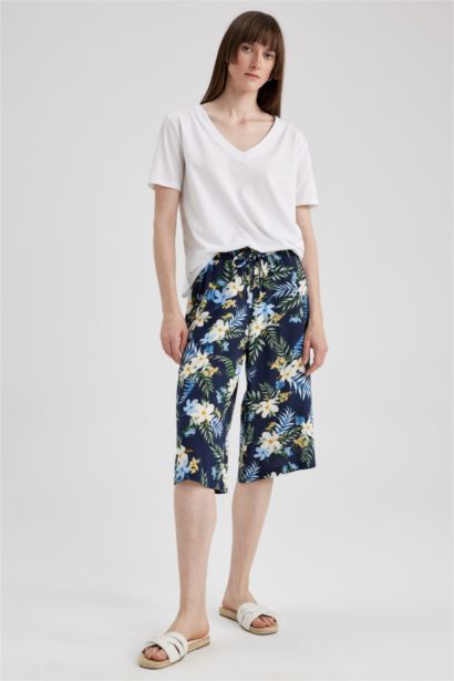 Viscose High Waist Crop Fit Capri