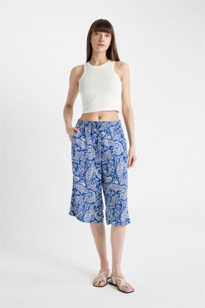 Patterned High Waist Viscose Capri