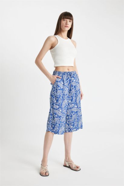 Patterned High Waist Viscose Capri