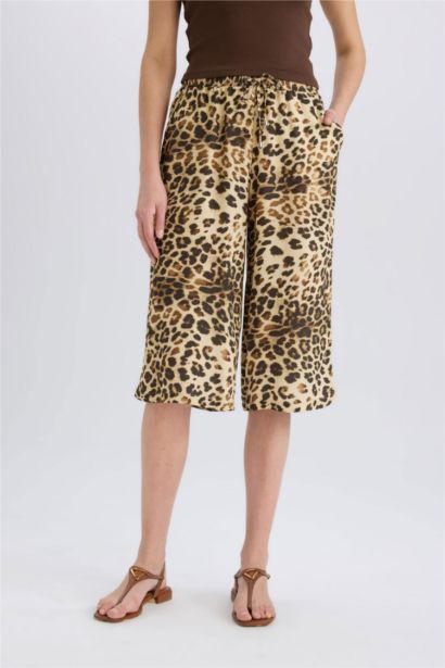 Printed High Waist Crop Fit Capri
