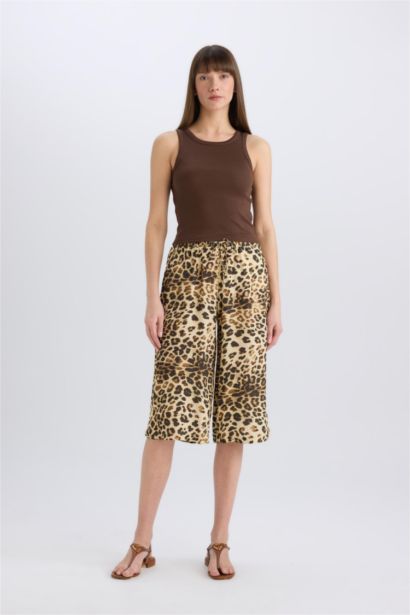 Printed High Waist Crop Fit Capri