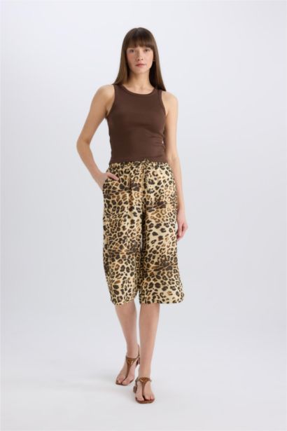 Printed High Waist Crop Fit Capri