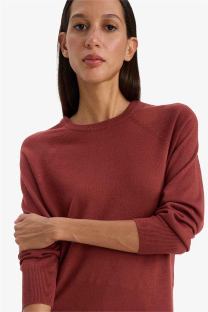 Relax Fit Crew Neck Basic Knit Pullover